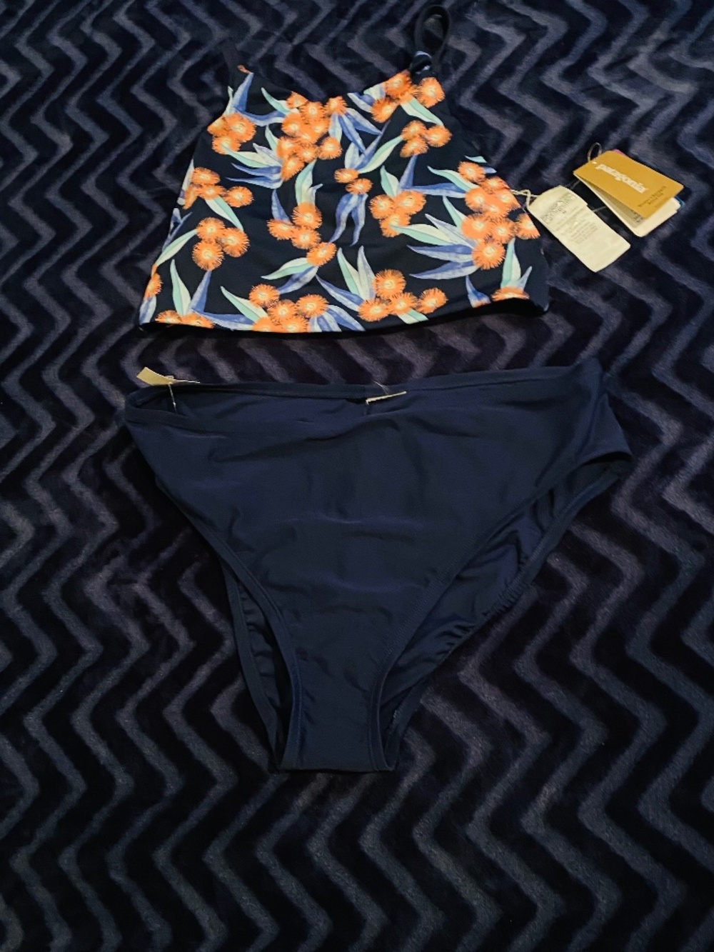 Floral Navy Two-Piece Swim Set - Floral Top patagonia & Navy Bottom generic bran